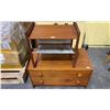 Image 1 : MID CENTURY MODERN ANTIQUE NEWSPAPER HOLDER (18.5" X 11.5" X 15") & 2-DRAWER CABINET (29.5" X 16" X