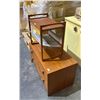 Image 2 : MID CENTURY MODERN ANTIQUE NEWSPAPER HOLDER (18.5" X 11.5" X 15") & 2-DRAWER CABINET (29.5" X 16" X