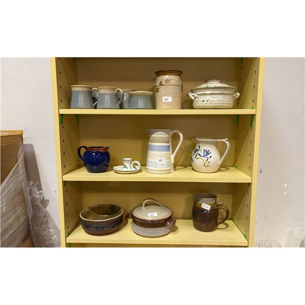 3 SHELVES OF ASSORTED POTTERY