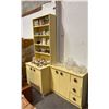 Image 1 : VINTAGE BOOKSHELF WITH 2-DOOR CABINET (30" X 22" X 81") & 2-DOOR 3-DRAWER PANTRY CABINET (36" X 16"