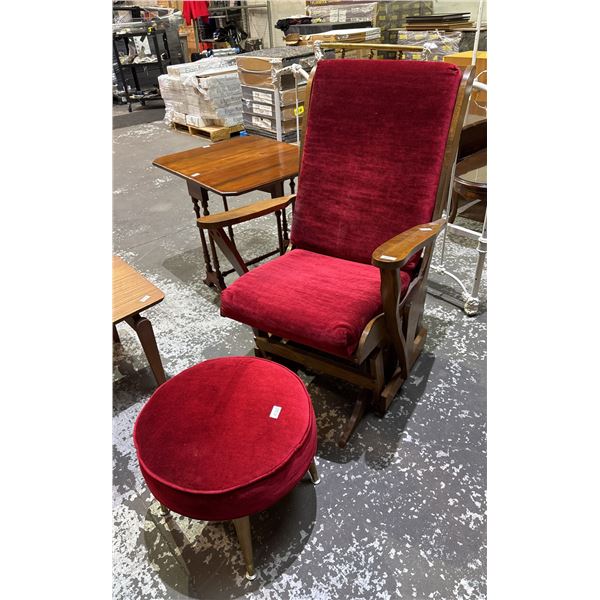 ANTIQUE ROCKING CHAIR WITH OTTOMAN