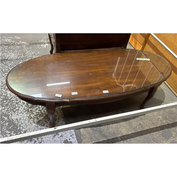 GLASS TOP COFFEE TABLE 49" X 21" X 15"