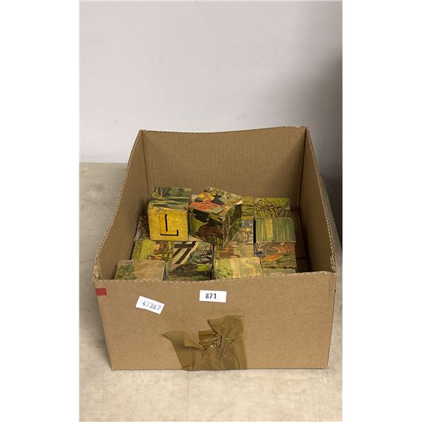 BOX OF ANTIQUE CHILDREN'S PUZZLE BLOCKS