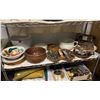 Image 1 : SHELF OF ASSORTED ITEMS INCLUDING; FLATWARE, DINNERWARE, VINTAGE BEAUTY KIT & MORE