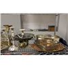 Image 3 : SHELF OF ASSORTED ITEMS INCLUDING; CANDLE HOLDERS, COPPER TEACUPS, FONDUE KIT & MORE