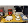 Image 3 : SHELF OF ASSORTED ITEMS INCLUDING; HOME DECOR, TEACUPS & SAUCERS, LETTER OPENER, BOOK ENDS & MORE