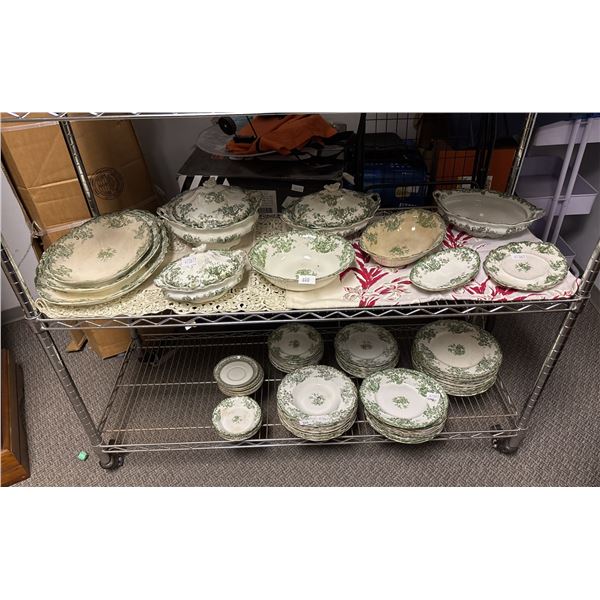 2 SHELVES OF ROYAL STAFFORDSHIRE "ARCADIA" 82-PC DINNERWARE SET