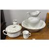 Image 1 : 5-PC ASSORTED GOLD ACCENTED ITEMS INCLUDING; WASH BOWL, MUG, CREAM CUP WITH SAUCER & POT