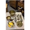 Image 1 : ASSORTED ANTIQUE BRASS ITEMS INCLUDING; POT, BRUSH, ORNAMENTS & MORE
