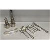Image 1 : STERLING SILVER SALT & PEPPER SHAKER & SUGAR CUBE TONGS