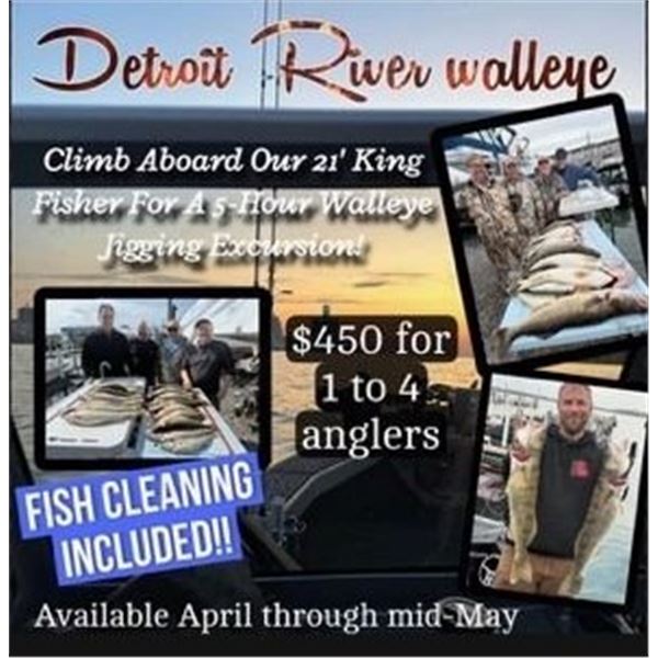 5-hour Detroit River Walleye Fishing for 1-3 Anglers