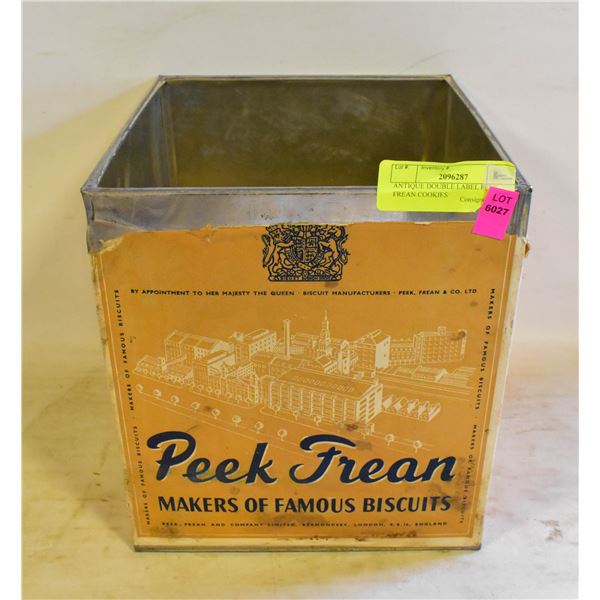 ANTIQUE DOUBLE LABEL PEEK FREAN COOKIES