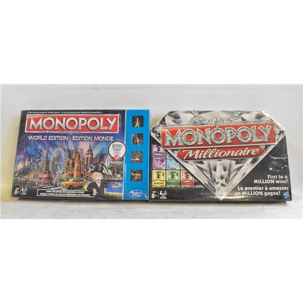 MONOPOLY MILLIONAIRE AND WORLD EDITIONS