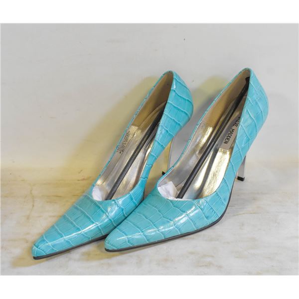 NEW STEVE MADDEN LADIES SHOES BLUE CROCO 7.5