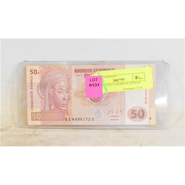 3)  FROM 2013 UNCIRCULATED 50 FRANCS