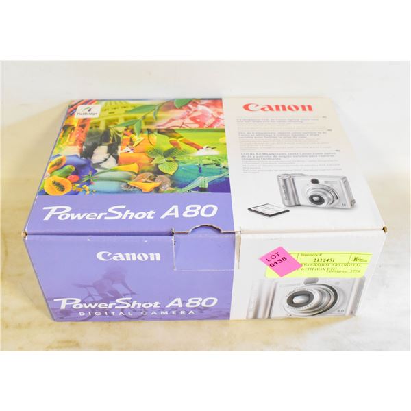 CANON POWERSHOT A80 DIGITAL CANERA WITH BOX ETC