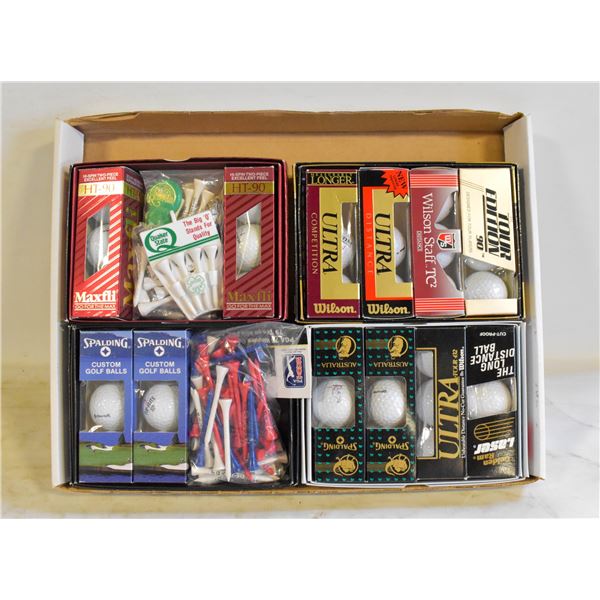 ASSORTMENT OF NEW GOLF BALLS AND MORE