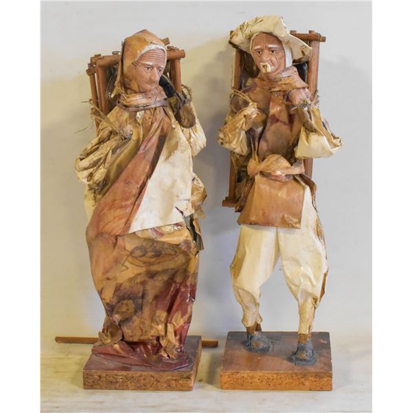 2 PAPER MACHE STYLE ART PCS MAN+WOMAN