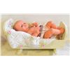 Image 1 : LARGE BABY DOLL IN WOODEN ROCKER BED