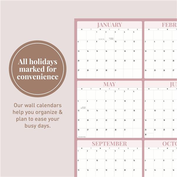 NEW RILEYS & CO LARGE ANNUAL WALL CALENDAR PINK 25