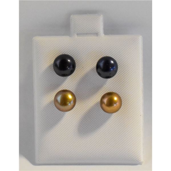 #61- NATURAL AKOYA PEARL STUD EARRINGS 2 SET