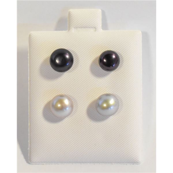 #66- NATURAL AKOYA PEARL STUD EARRINGS 2 SET