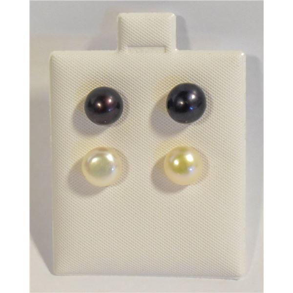 #58- NATURAL AKOYA PEARL STUD EARRINGS 2 SET