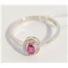 Image 1 : #187-NATURAL RED RUBY &  CZ GEMSTONES RING SIZE 8.