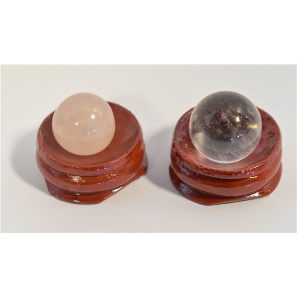 #5-NATURAL ROSE QUART + CLEAR QUART ASPHER BALL