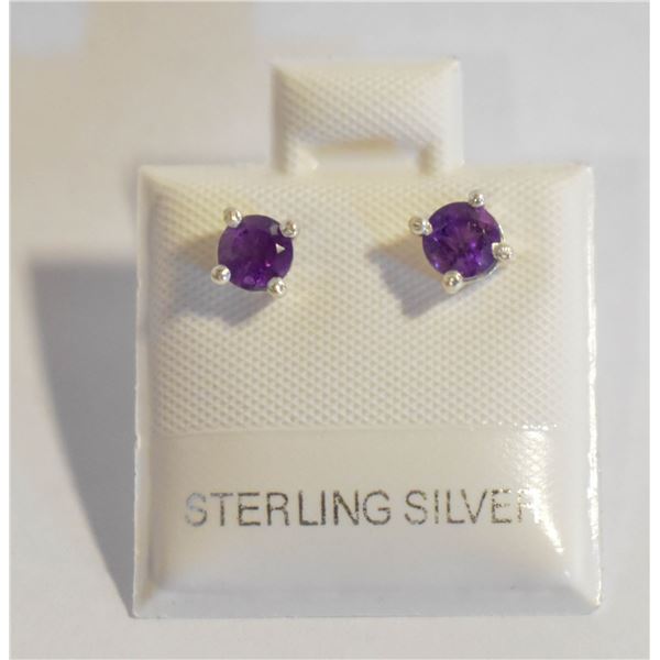 #90-NATURAL  AMETHYST  STUD EARRINGS