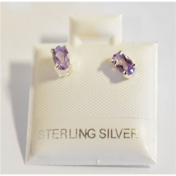 #94-NATURAL  AMETHYST  STUD EARRINGS