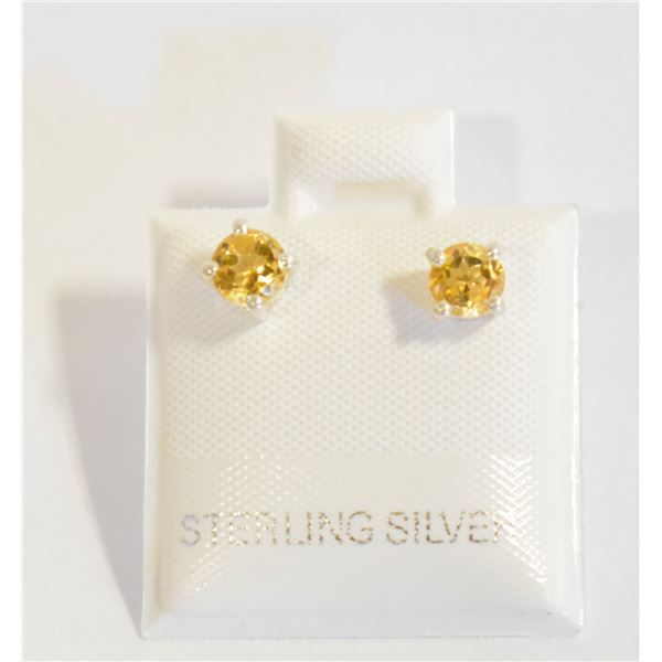 #103-NATURAL  YELLOW CITRINE  STUD EARRINGS