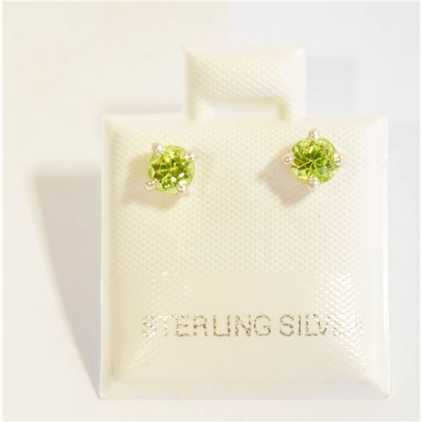 #88-NATURAL  GREEN PERIDOT  STUD EARRINGS