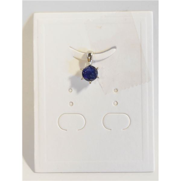 #125-NATURAL HEATED BLUE SAPPHIRE PENDANT