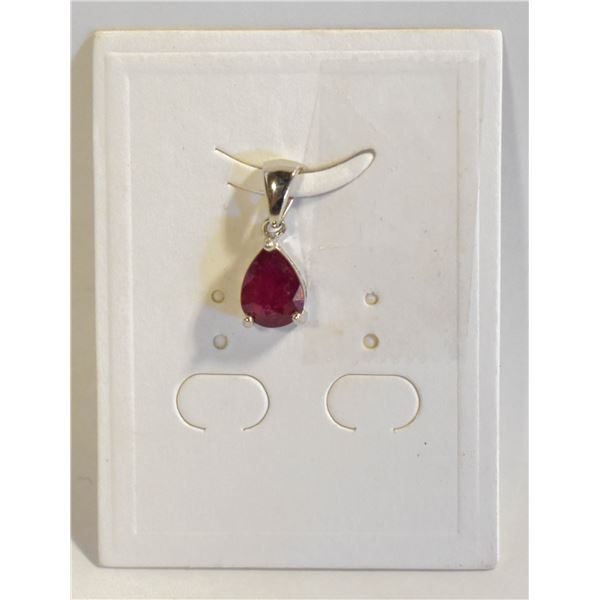 #165-NATURAL RED RUBY & CZ PENDANT