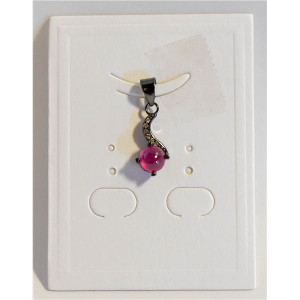 #168-NATURAL RED RUBY & CZ PENDANT