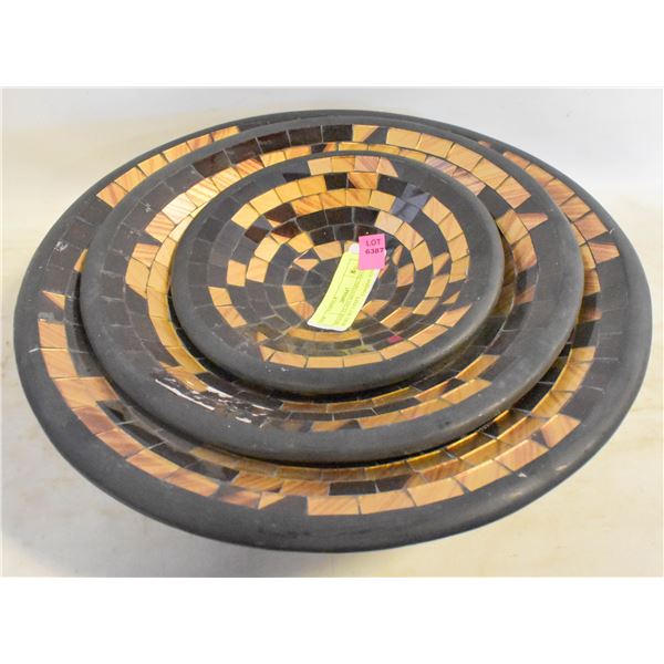 MOSAIC GLASS MATCHING DECOR BOWL SET 3 PIECE