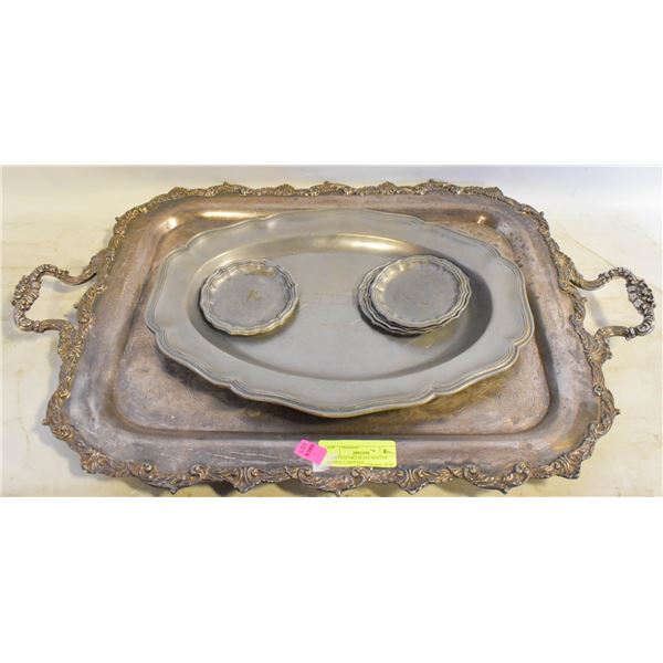 7 VINTAGE METALARS PEWTER DISHES+2 VINTAGE