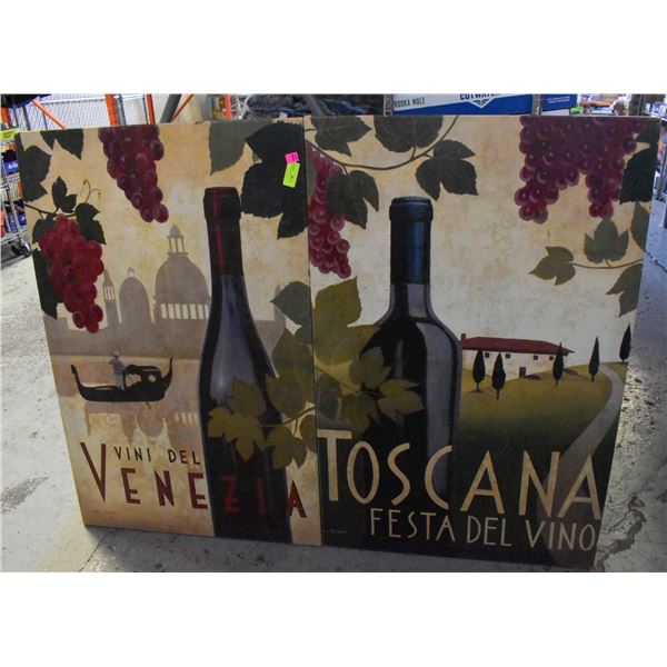 2 LARGE ITALY WINE PICTURE CANVASES