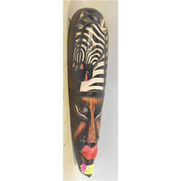 WOODEN AFRICAN ZEBRA DECORATIVE MASK