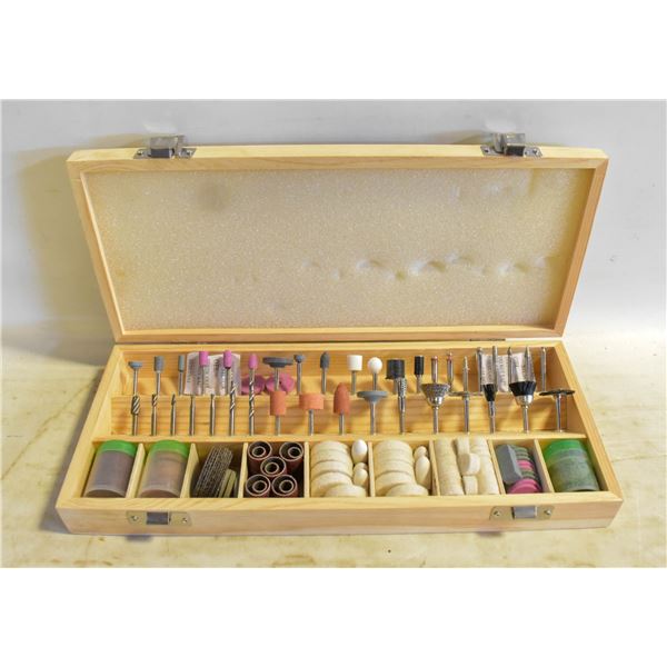 WOODEN CASED NEIKO DREMEL BIT SET