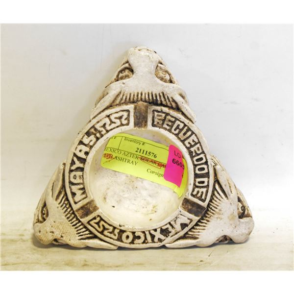 MEXICO AZTEK THEMED TRIANGULAR ASHTRAY
