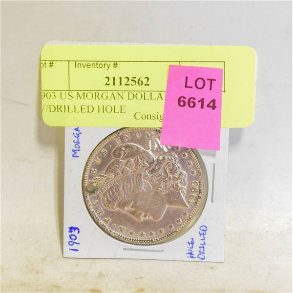1903 US MORGAN DOLLAR COIN W/DRILLED HOLE