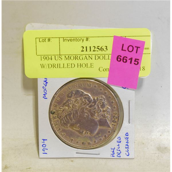 1904 US MORGAN DOLLAR COIN W/DRILLED HOLE