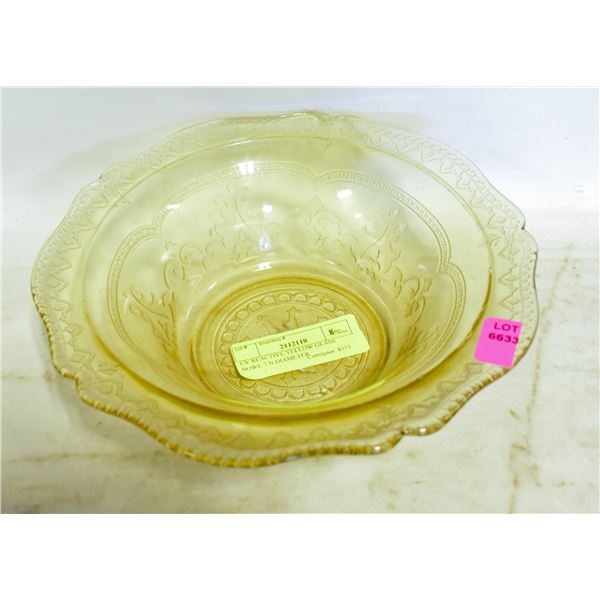 UV REACTIVE YELLOW GLASS BOWL 7 N DIAMETER