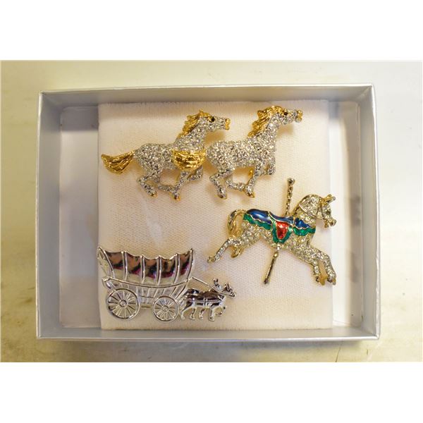 VTG BUTLER WITH SWAROVSKI CRYSTALS HORSE BROOCH