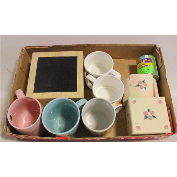 MUGS, HAND PAINTED BOXES