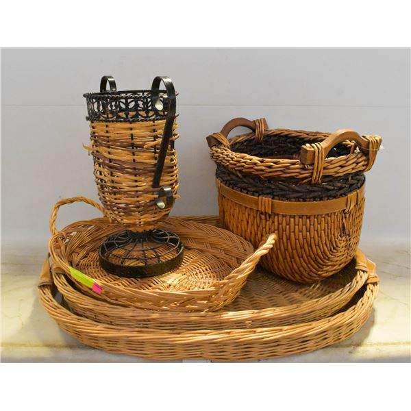 5 WICKER TRAYS & BASKETS