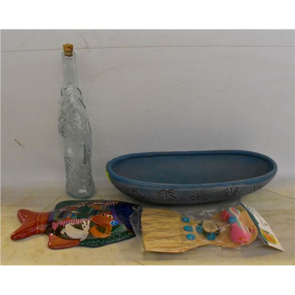 ESTATE TERRA COTTA HANDPAINTED FISH WALL