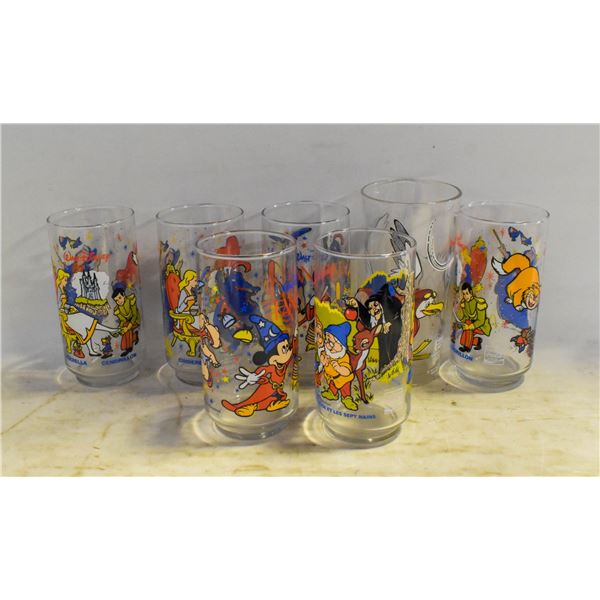 6 VINTAGE DISNEY MCDONALD GLASSES & ORVILLE GLASS